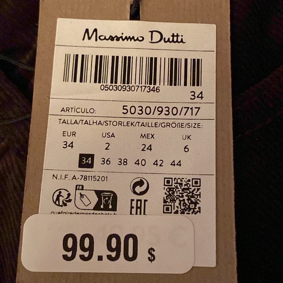 NWT. Massimo Dutti Brown Corduroy Straight Fit Needlecord Trousers. Size 2. - Picture 7 of 10